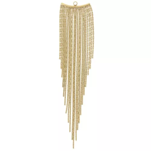 Pendente frangia con catena Paloma 84x18 mm - Acciaio inossidabile 304L dorato x2