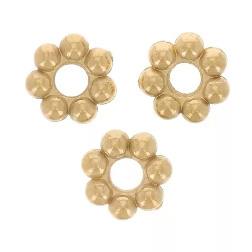 Perline rondelle a fiore 3 mm - acciaio inossidabile 304L dorato x10