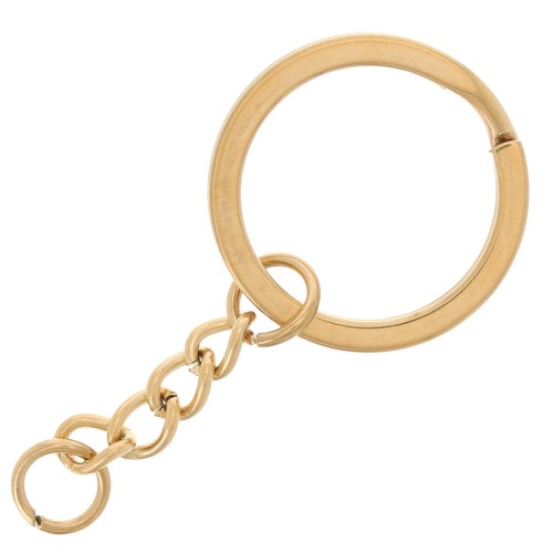 Portachiavi ad anello da 25 mm con catenella - Acciaio inossidabile 304 Dorato x1