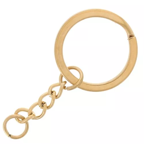 Portachiavi ad anello da 25 mm con catenella - Acciaio inossidabile 304 Dorato x1