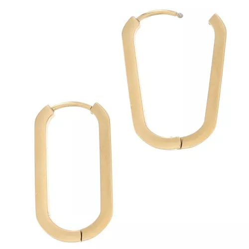 Orecchini ovali appiattiti 25x14 mm - Acciaio inossidabile 304L dorato x2