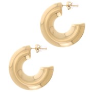 Orecchini filo tondo di 31 mm di spessore - Acciaio inox 316L dorato x2