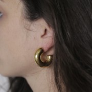 Orecchini filo tondo di 31 mm di spessore - Acciaio inox 316L dorato x2