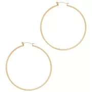 Orecchini rotondi effetto diamante da 58 mm - acciaio inox 304L dorato x2