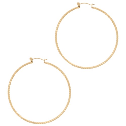 Orecchini rotondi effetto diamante da 58 mm - acciaio inox 304L dorato x2