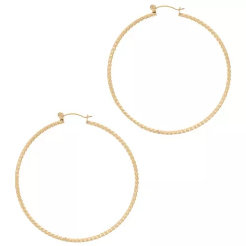 Orecchini rotondi effetto diamante da 58 mm - acciaio inox 304L dorato x2