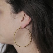 Orecchini rotondi effetto diamante da 58 mm - acciaio inox 304L dorato x2