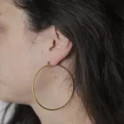 Orecchini rotondi effetto diamante da 58 mm - acciaio inox 304L dorato x2