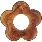 ambra - Pendentif fleur 21 mm en résine translucide - Ambre marbré x1 Pendentif fleur 21 mm en résine translucide - Ambre marbré x1