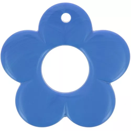 Pendente fiore 35 mm in resina opaca - Blu x1