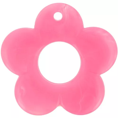 Pendente fiore 35 mm in resina opaca - Rosa brillante marmorizzato x1