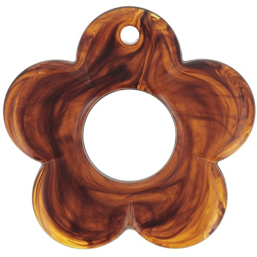 Pendente fiore in resina traslucida da 35 mm - Ambra marmorizzata x1