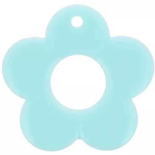 Pendente forma di fiore 35 mm in resina opaca - Blu pastello x1