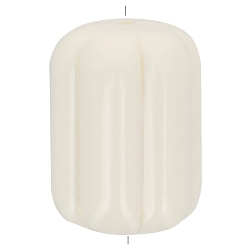 Perlina tubolare striata in resina opaca 20x14 mm - Ecrù x1