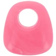 Pendentif trapèze en résine opaque 23x21 mm - Rose vif marbré x1