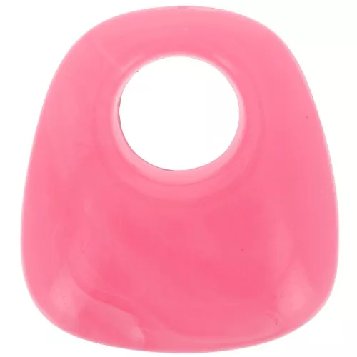 Pendente a trapezio in resina opaca 23x21 mm - Rosa brillante marmorizzato x1