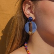 Cabochon rotondo in resina opaca 14 mm - Blu pastello x1