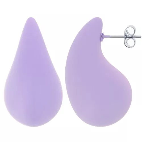 Orecchini a goccia a cupola 31x17mm in acrilico effetto gomma - Lilac mat x2