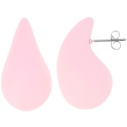 Orecchini a goccia bombati 31x17 mm in acrilico effetto gomma - Rosa chiaro opaco x2|raw }}