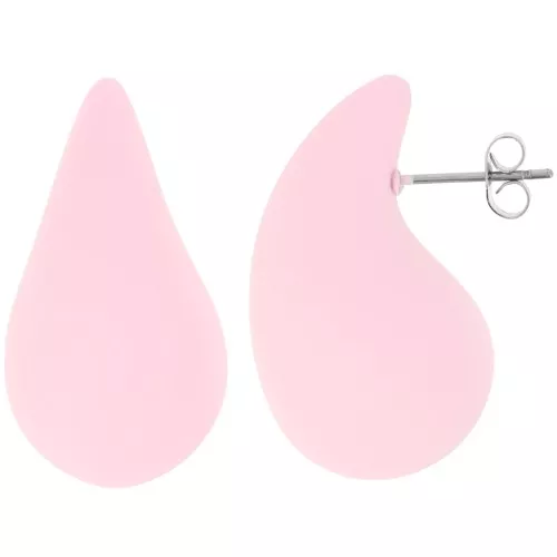 Orecchini a goccia bombati 31x17 mm in acrilico effetto gomma - Rosa chiaro opaco x2