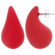 Orecchini a goccia bombati 31x17 mm in acrilico effetto gomma - Rosso opaco x2|raw }}