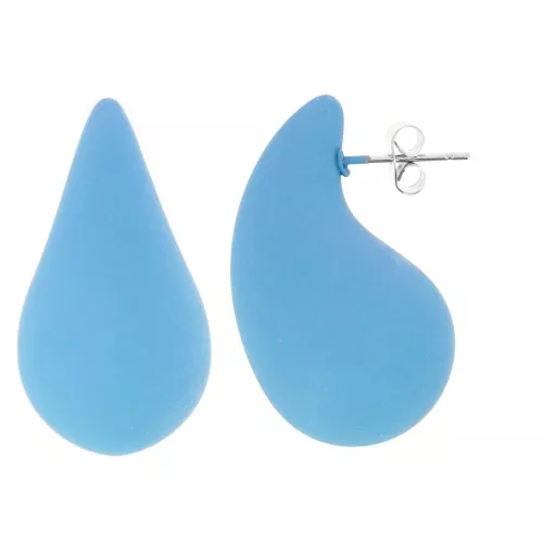 Orecchini a goccia 31x17 mm in acrilico effetto gomma - Blu opaco x2