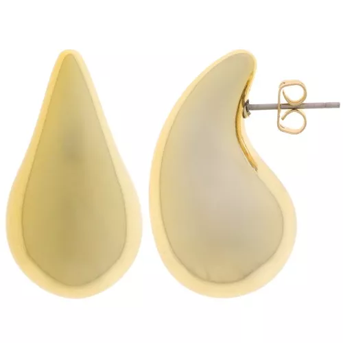 Orecchini tondi in acrilico 31x17 mm - Dorato x2