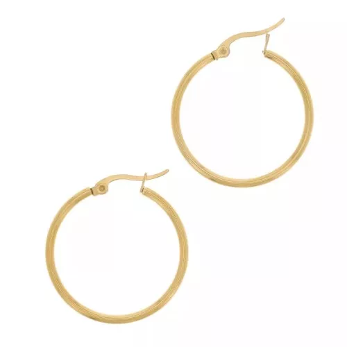 Orecchini rotondi da 30 mm - filo da 2 mm - acciaio inossidabile 304 dorato x20