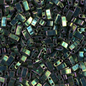 Perline Miyuki Half Tila 5x2,3x1,9 mm HTL-468 - Verde malachite iridescente metallizzato x10 g
