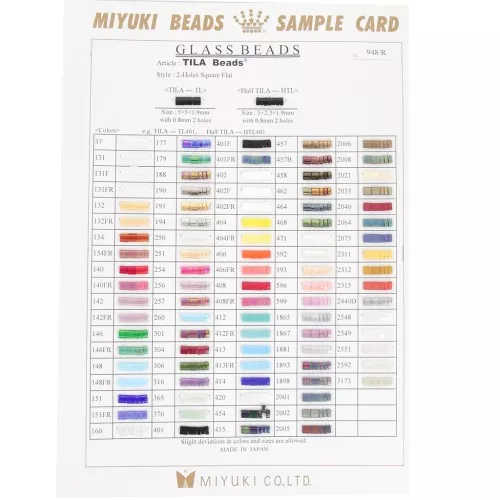 Tabella colori Miyuki - Perline Tila e Mezze Perline Tila - Campionario (n°948)
