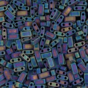 Miyuki Half Tila Beads 5x2.3x1.9 mm HTL-401FR - Mat Black AB x10g|raw }}