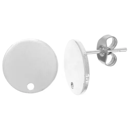 Orecchini a disco con un foro 12 mm - Argentato x2