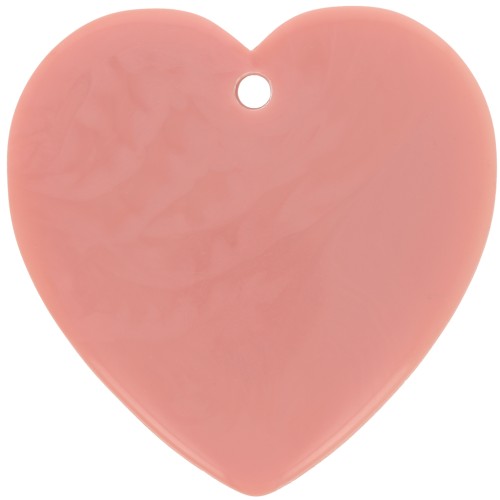 Pendente forma di cuore in resina opaca 36x36,5 mm - Rosa salmone x1