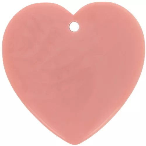 Pendente forma di cuore in resina opaca 36x36,5 mm - Rosa salmone x1