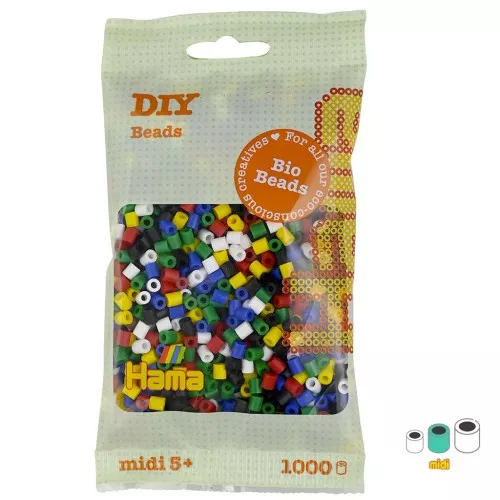 Assortimento di perline da stiro Hama Bio MIDI 5mm scure multicolore (n°198) x1000