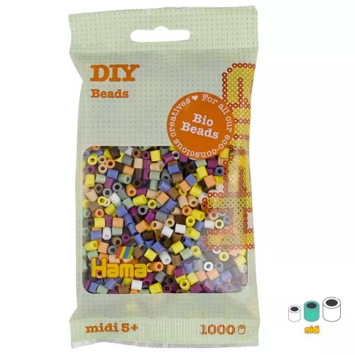Assortimento di perline da stiro Hama Bio MIDI 5mm multicolore pastello n°197x1000