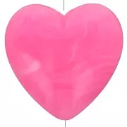 Rose vif - Perle coeur 17x18 mm en résine opaque - Rose vif marbré x1 Perle coeur 17x18 mm en résine opaque - Rose vif marbré x1