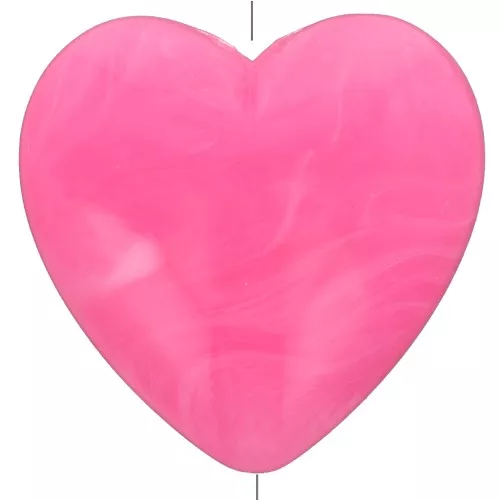 Perla cuore in resina opaca 17x18 mm - Rosa brillante marmorizzato x1