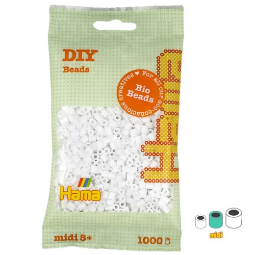 Perline da stiro Hama Bio - MIDI 5 mm - Bianco (n°01) x1000