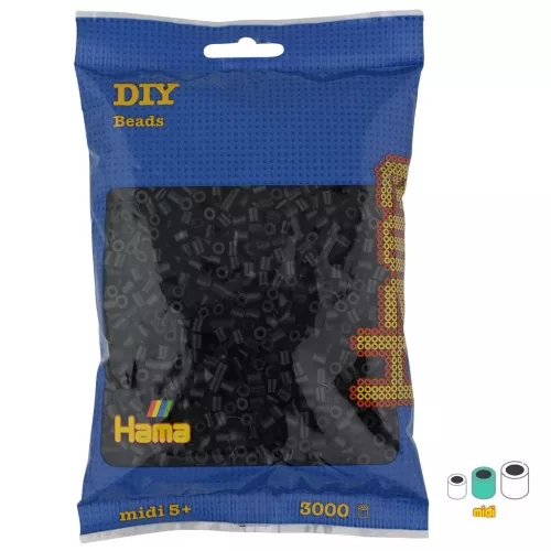 Perline da stiro Hama MIDI 5 mm - Nero (n°18) x3000