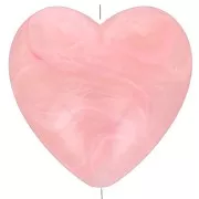 Rosa - Perle coeur 17x18 mm en résine opaque - Rose marbré x1 Perle coeur 17x18 mm en résine opaque - Rose marbré x1