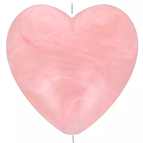 Perla cuore in resina opaca 17x18 mm - Rosa marmorizzato x1