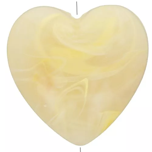 Perla cuore in resina opaca 17x18 mm - Giallo chiaro marmorizzato x1