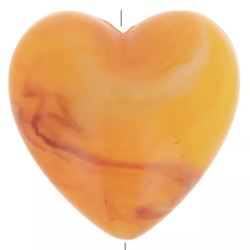Perla a forma di cuore 17x18 mm in resina traslucida - Albicocca marmorizzata x1