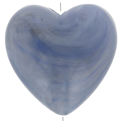 Perla cuore in resina opaca 17x18 mm - Blu grigio marmorizzato x1