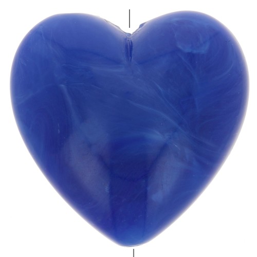Perla cuore in resina opaca 17x18 mm - Blu reale marmorizzato x1