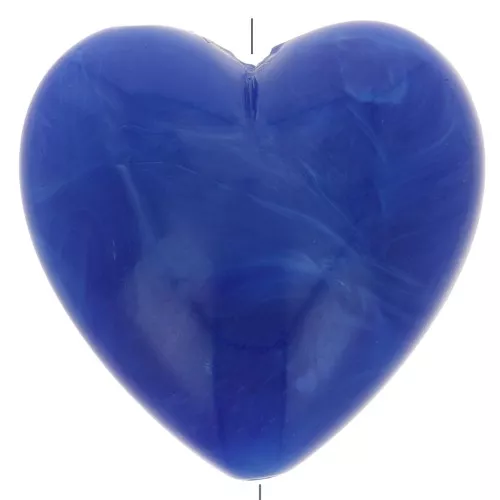 Perla cuore in resina opaca 17x18 mm - Blu reale marmorizzato x1