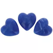 Perla cuore in resina opaca 17x18 mm - Blu reale marmorizzato x1