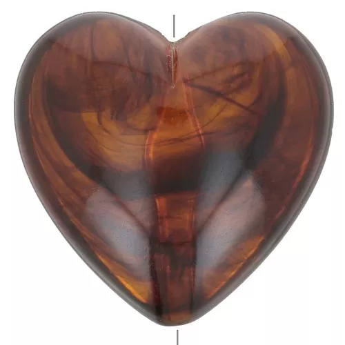 Perla cuore in resina traslucida 17x18 mm - Ambra marmorizzata x1