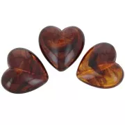 Perla cuore in resina trasparente 17x18 mm - Ambra marmorizzata x1